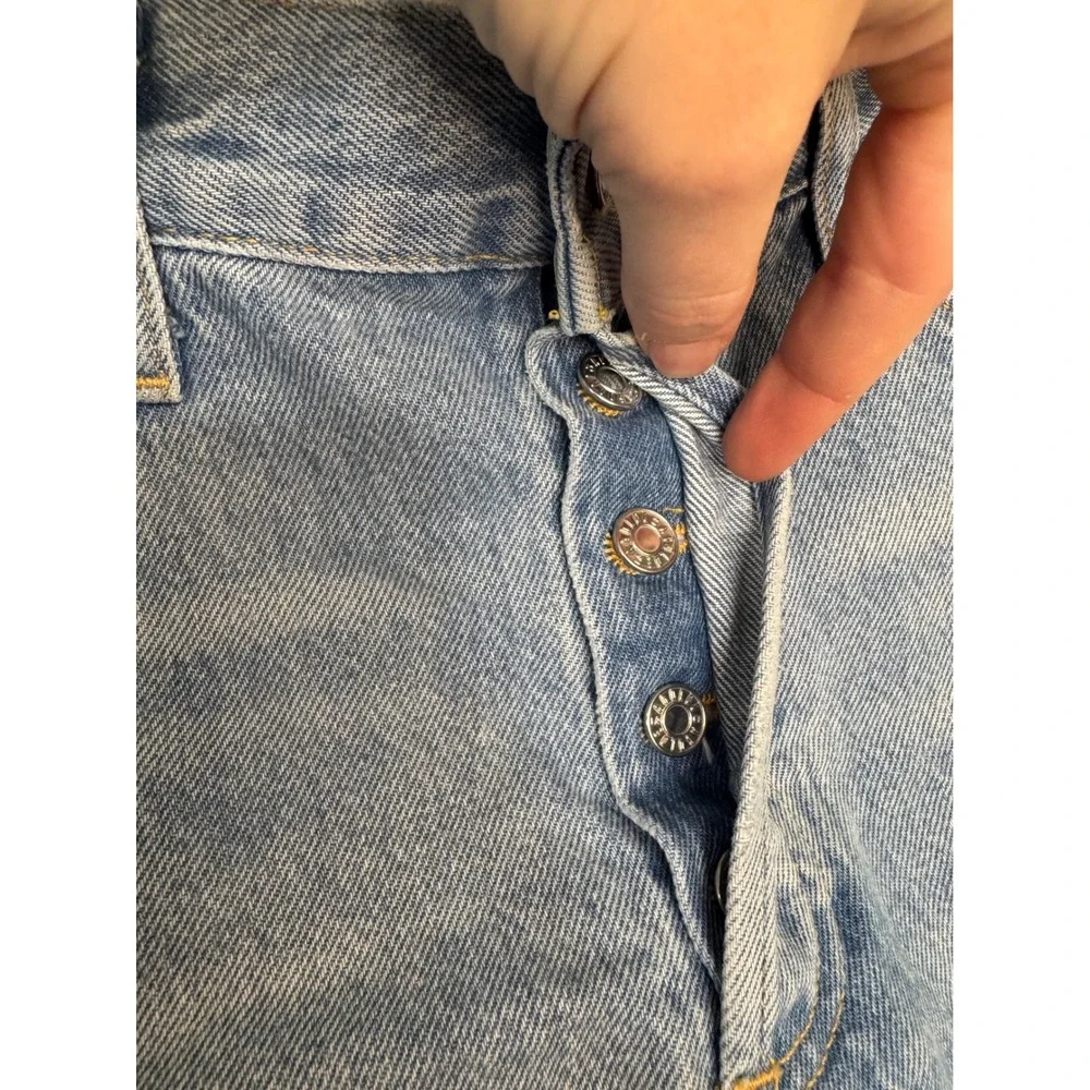 AGOLDE Parker High Rise Distressed Denim Shorts Light Wash Blue Size 27